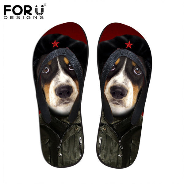 Men's Summer Flip Flops 3D Animals Print Rubber Slippers.