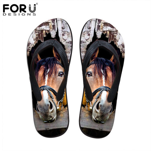 Men's Summer Flip Flops 3D Animals Print Rubber Slippers.