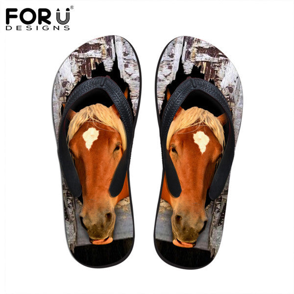 Men's Summer Flip Flops 3D Animals Print Rubber Slippers.
