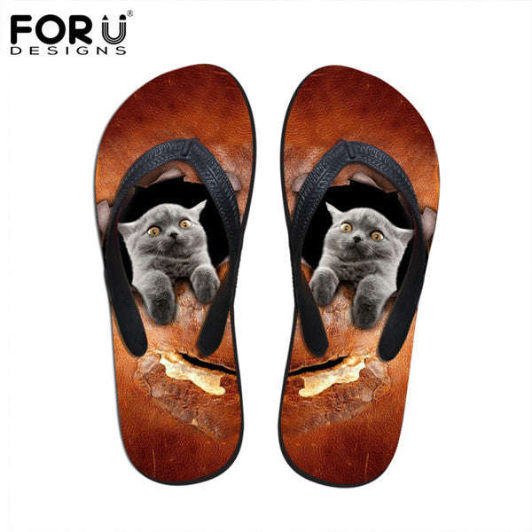 Men's Summer Flip Flops 3D Animals Print Rubber Slippers.