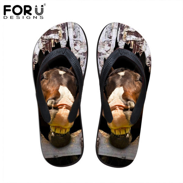 Men's Summer Flip Flops 3D Animals Print Rubber Slippers.