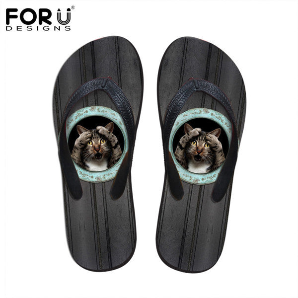 Men's Summer Flip Flops 3D Animals Print Rubber Slippers.