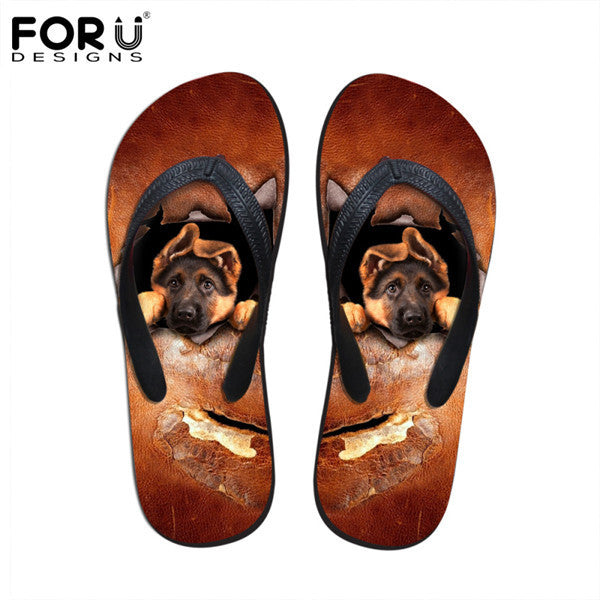 Men's Summer Flip Flops 3D Animals Print Rubber Slippers.