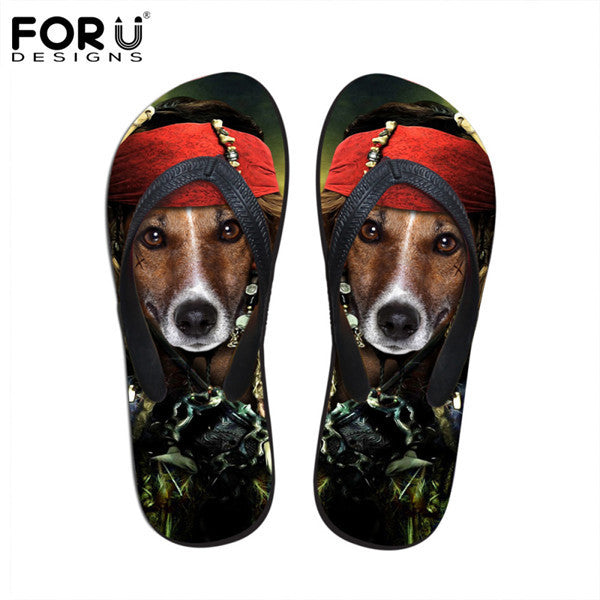 Men's Summer Flip Flops 3D Animals Print Rubber Slippers.