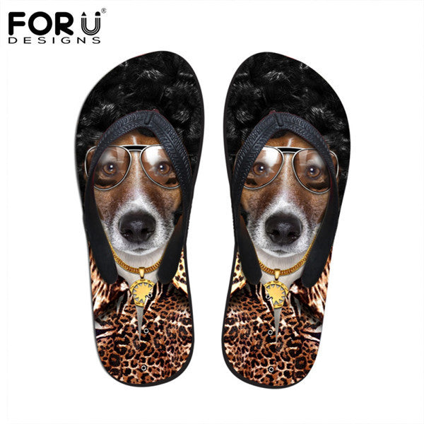 Men's Summer Flip Flops 3D Animals Print Rubber Slippers.