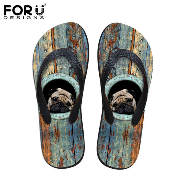 Men's Summer Flip Flops 3D Animals Print Rubber Slippers.