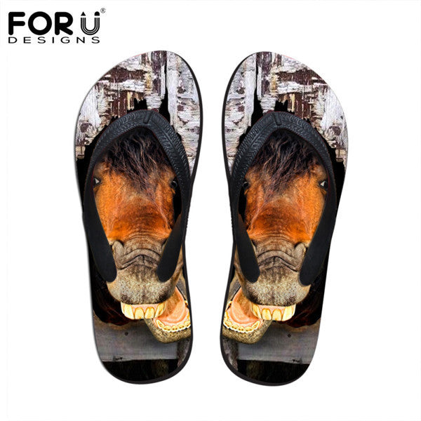 Men's Summer Flip Flops 3D Animals Print Rubber Slippers.
