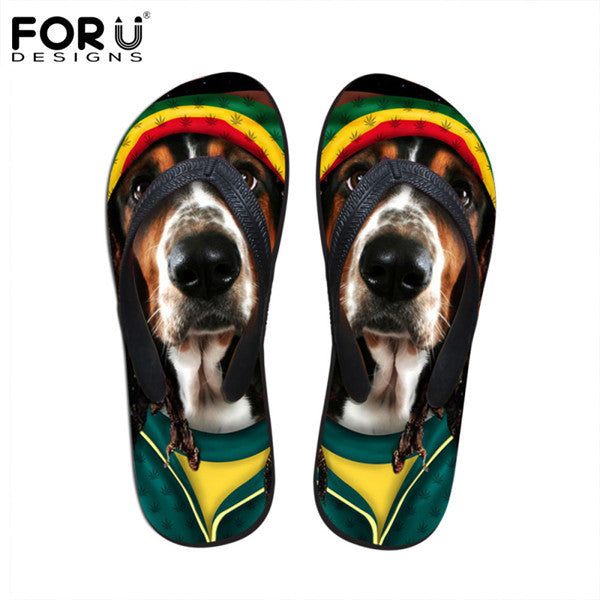 Men's Summer Flip Flops 3D Animals Print Rubber Slippers.