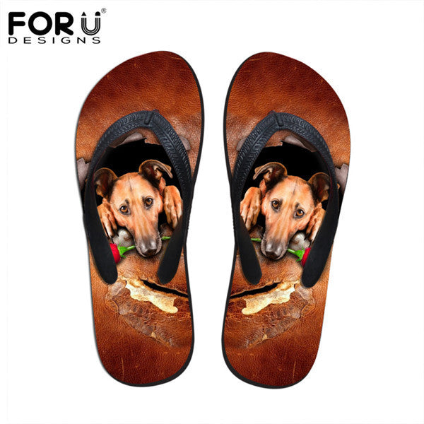 Men's Summer Flip Flops 3D Animals Print Rubber Slippers.