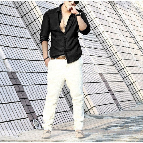 Plus Size Shirts Cotton Linen Men Shirt Long Sleeve Summer Style Hawaiian Shirts Sexy Slim Fit.