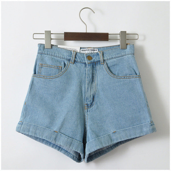 Women New Arrival Denim Shorts Vintage High Waist Cuff Jeans.