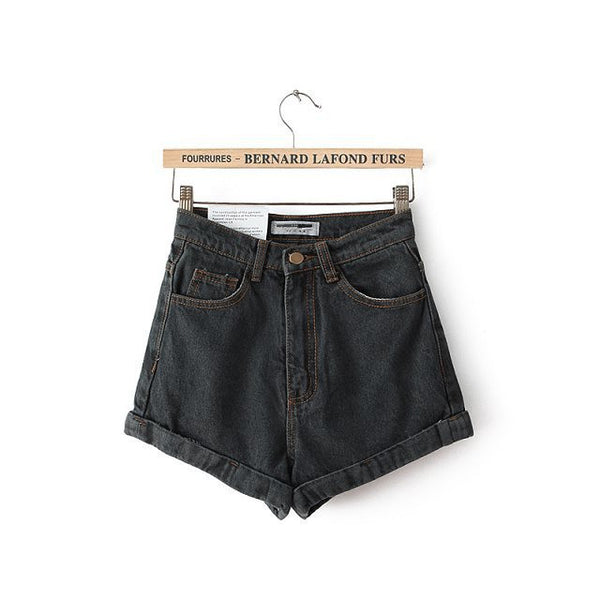 Women New Arrival Denim Shorts Vintage High Waist Cuff Jeans.