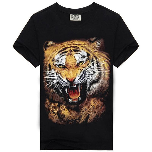 Hot Sale Brand New Fashion Summer Men T-shirt 3d Print Nightmare Tiger Short-Sleeved.