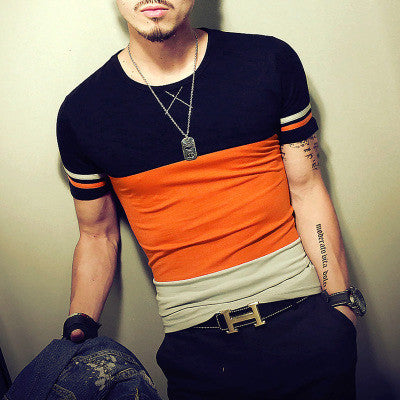 Summer T shirt O-Neck Cotton Men T shirt  Slim Fit Short-sleeve.