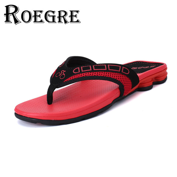 ROEGRE New Arrival Summer Comfortable Mens Flip Flops Outdoor Beach Sandals Black Blue Red White Casual Slippers