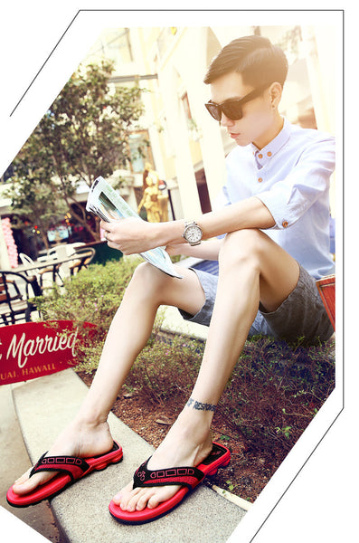 ROEGRE New Arrival Summer Comfortable Mens Flip Flops Outdoor Beach Sandals Black Blue Red White Casual Slippers