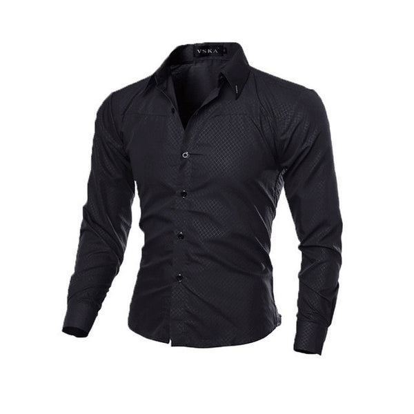 Fashion Men's Luxury Casual Shirts Slim Fit Dress Shirts Long Sleeve Button Tops.