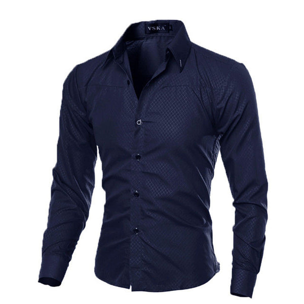 Fashion Men's Luxury Casual Shirts Slim Fit Dress Shirts Long Sleeve Button Tops.
