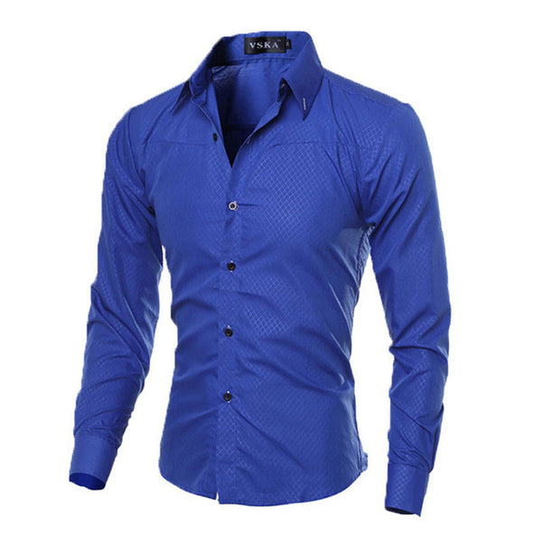 Fashion Men's Luxury Casual Shirts Slim Fit Dress Shirts Long Sleeve Button Tops.