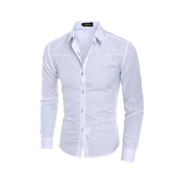 Fashion Men's Luxury Casual Shirts Slim Fit Dress Shirts Long Sleeve Button Tops.