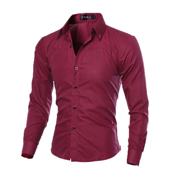 Fashion Men's Luxury Casual Shirts Slim Fit Dress Shirts Long Sleeve Button Tops.
