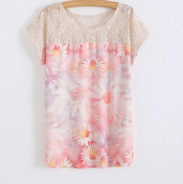Women's 3D Floral Printed T-Shirt T Shirts Summer Batwing Sleeve.