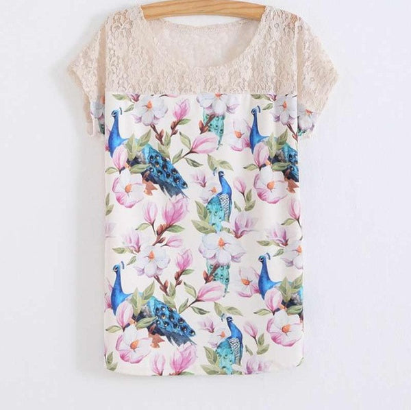 Women's 3D Floral Printed T-Shirt T Shirts Summer Batwing Sleeve.