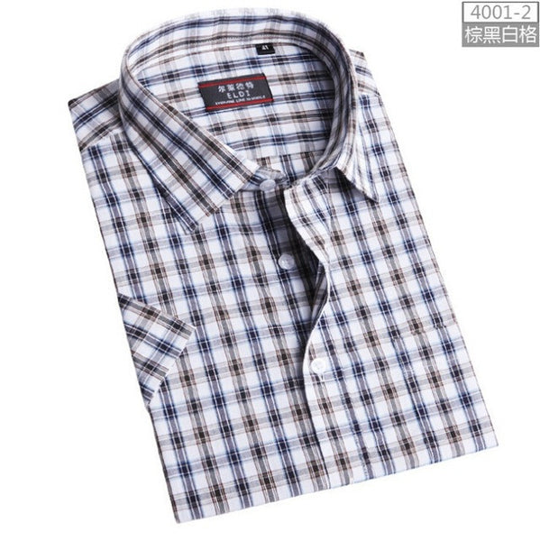 Men's short-sleeved plaid shirt summer new fashion England shirt mens slim fit.