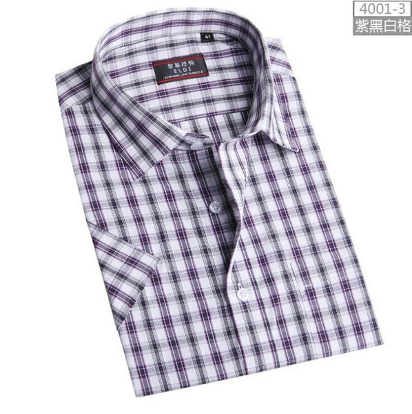 Men's short-sleeved plaid shirt summer new fashion England shirt mens slim fit.