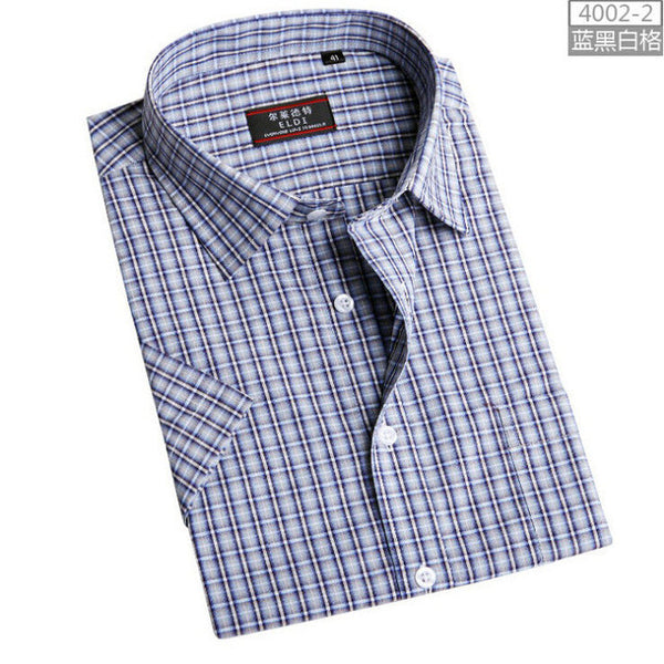 Men's short-sleeved plaid shirt summer new fashion England shirt mens slim fit.