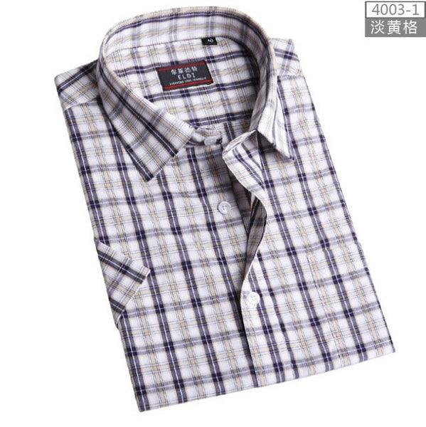 Men's short-sleeved plaid shirt summer new fashion England shirt mens slim fit.
