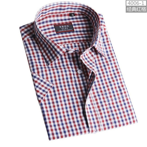 Men's short-sleeved plaid shirt summer new fashion England shirt mens slim fit.