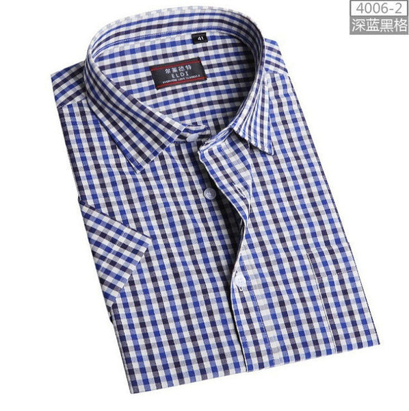Men's short-sleeved plaid shirt summer new fashion England shirt mens slim fit.
