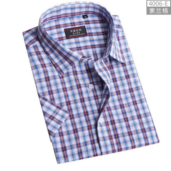 Men's short-sleeved plaid shirt summer new fashion England shirt mens slim fit.