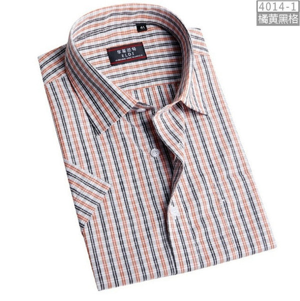 Men's short-sleeved plaid shirt summer new fashion England shirt mens slim fit.