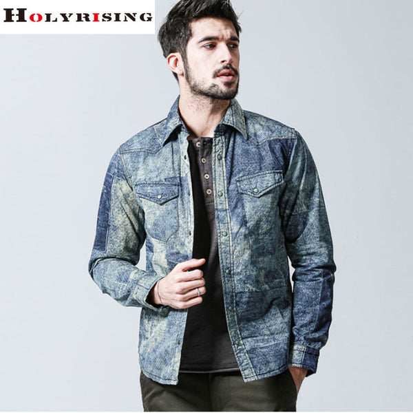 Denim Shirts Mens Cotton Army Shirts thick Camouflage Men's Casual Long Sleeve Cargo Shirt