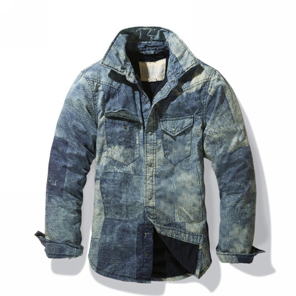 Denim Shirts Mens Cotton Army Shirts thick Camouflage Men's Casual Long Sleeve Cargo Shirt