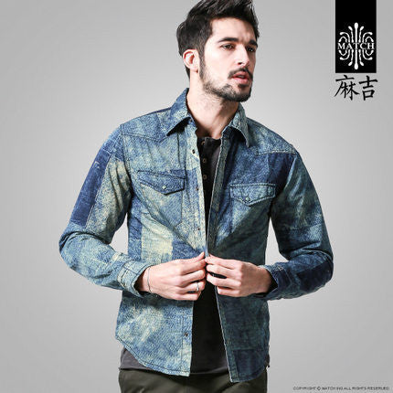 Denim Shirts Mens Cotton Army Shirts thick Camouflage Men's Casual Long Sleeve Cargo Shirt