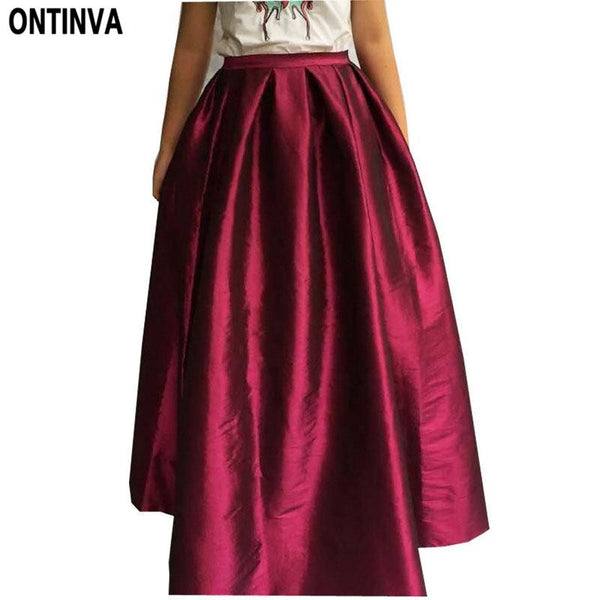 Maxi Long Skirt Floor Length Ladies High Waisted Skirts Women.