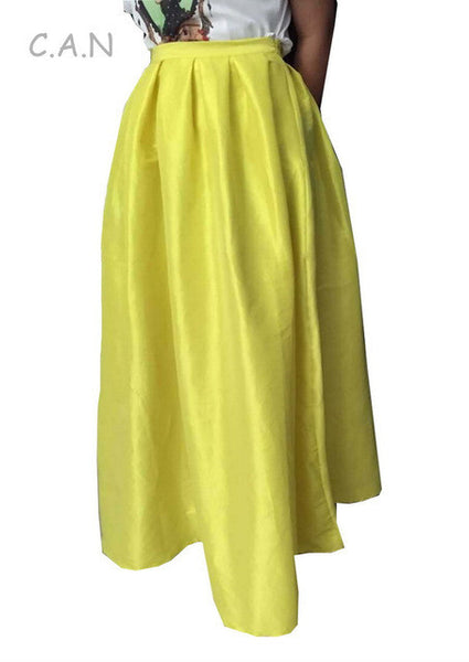 Maxi Long Skirt Floor Length Ladies High Waisted Skirts Women.