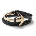 Multilayer Leather Bracelet Jewelry Man Anchor Bracelet Wristband  Accessories Hand Cuff