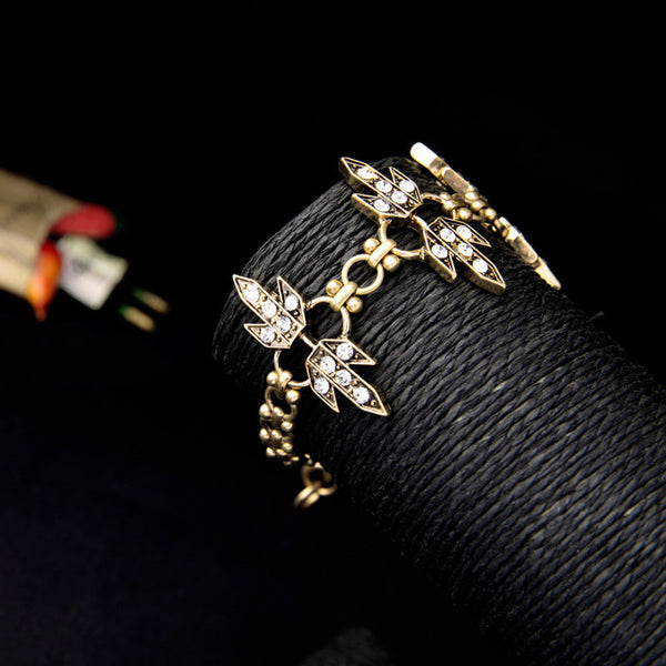 Female Braclets, Geometric Retro Antique Gold Plated Bracelets New Brand