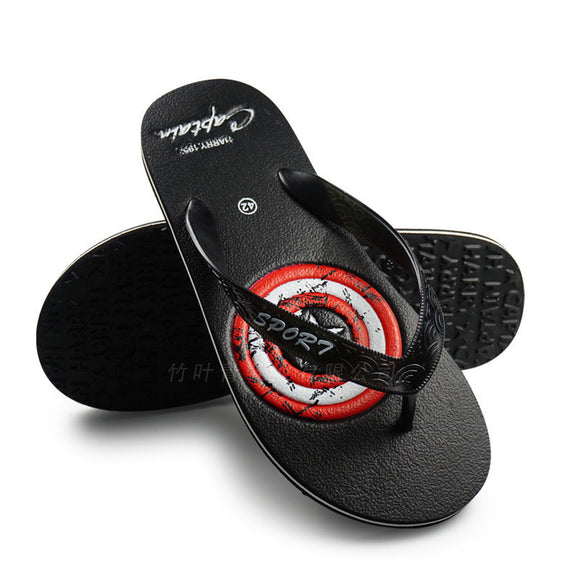 Marvel American Capatin Flip Flops Men Beach Casual Summer Shield Civil Slippers Flat Zapatillas Hombre Free Shipping hot sale