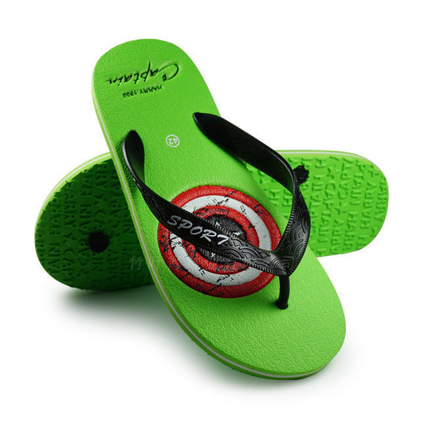 Marvel American Capatin Flip Flops Men Beach Casual Summer Shield Civil Slippers Flat Zapatillas Hombre Free Shipping hot sale