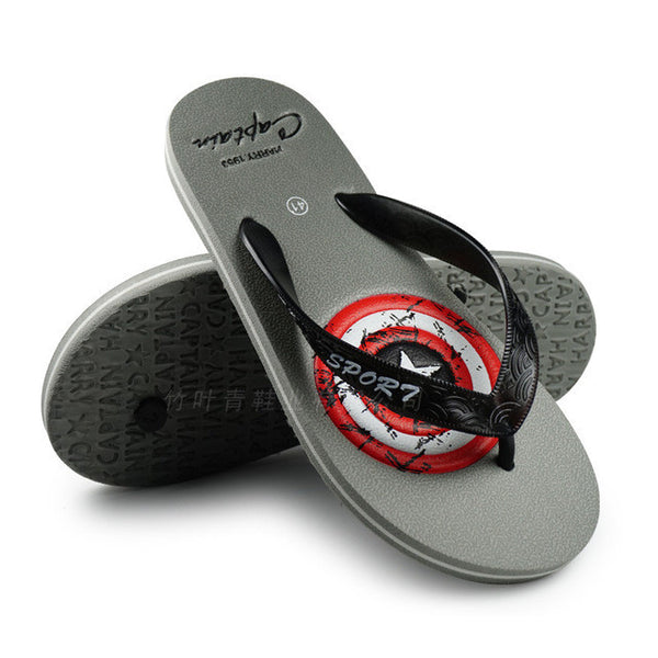 Marvel American Capatin Flip Flops Men Beach Casual Summer Shield Civil Slippers Flat Zapatillas Hombre Free Shipping hot sale