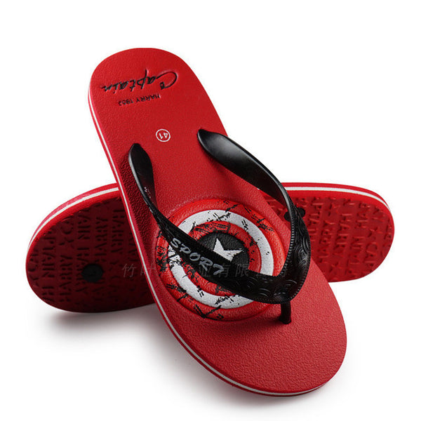 Marvel American Capatin Flip Flops Men Beach Casual Summer Shield Civil Slippers Flat Zapatillas Hombre Free Shipping hot sale