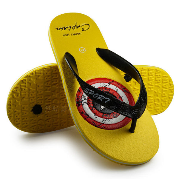 Marvel American Capatin Flip Flops Men Beach Casual Summer Shield Civil Slippers Flat Zapatillas Hombre Free Shipping hot sale