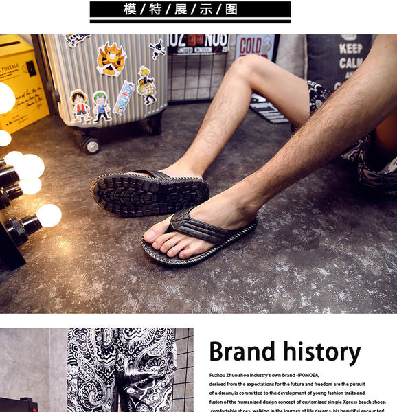 2017 New Arrival Good Quality Summer Cool Men Flip Flops British Style Boardered Beach Sandals Non-slide Male Indoor Slippers