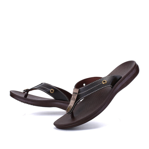 2017 Men's Flip Flops Genuine Leather Slippers Summer Fashion.