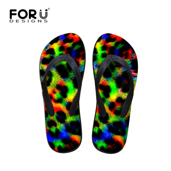 New Summer Fashion Flip Flops Men Leopard Print Flat Shoes Massage Beach Slippers.